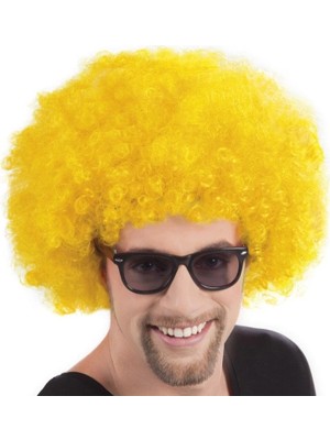 İlk El Grup Sarı Renk Kıvırcık Afro Bonus Peruk