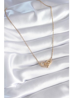 Fun And Market Buğz 316L Çelik Gold Renk Zirkon Taşlı Model Kadın Kolye - Buğz