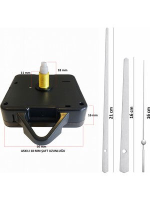 Sessiz Metal Duvar Saati Mekanizması, 18 mm Askılı, Yeni Model