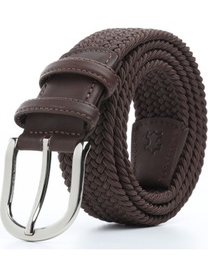 Boyd Örgü Erkek Kemeri, Uniseks Kullanıma Uygun Kemer, Hakiki Deri Aksesuarlı Elastik Erkek Kemer, 3.5 cm Genişlik