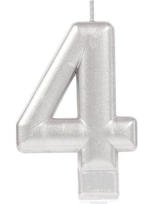 İlk El Grup 4 Rakam Mum Gümüş Renk