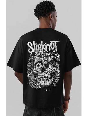 Sevbano Slipknot Rock Metal Müzik Grubu Sırt Baskılı Unisex Oversize Tişört