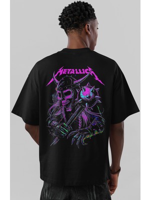 Sevbano Metallica Rock Metal Müzik Grubu Sırt Baskılı Unisex Oversize Tişört
