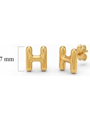 Silveranka 925 Ayar Gümüş Balon H Harfli Minimal Küpe
