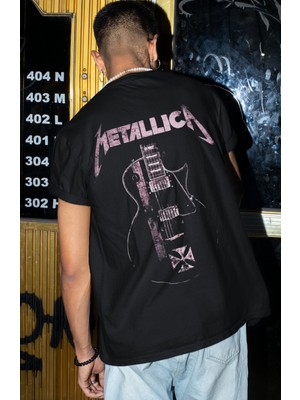 Sevbano Metallica Rock Metal Müzik Grubu Sırt Baskılı Unisex Oversize Tişört