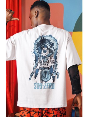 Sevbano Sub Zero Mortal Kombat Anime Dizi Sırt Baskılı Unisex Oversize Tişört