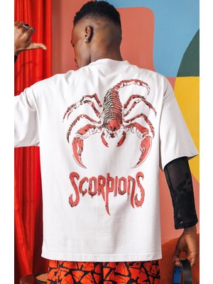 Sevbano Scorpions Rock Metal Müzik Grubu Sırt Baskılı Unisex Oversize Tişört