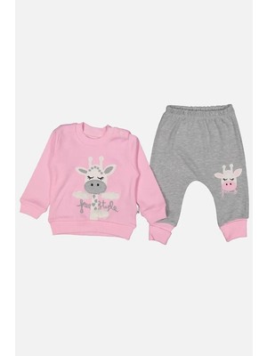 TeknoKapsül Zürafa Nakışlı % 100 Pamuk Kız Bebek Takımı