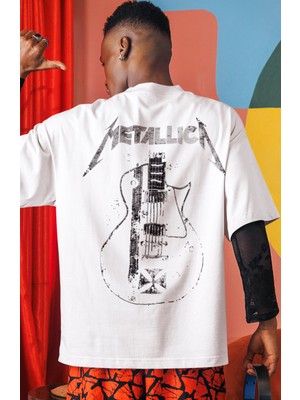 Sevbano Metallica Rock Metal Müzik Grubu Sırt Baskılı Unisex Oversize Tişört