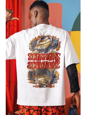 Sevbano Scorpions Rock Metal Müzik Grubu Sırt Baskılı Unisex Oversize Tişört