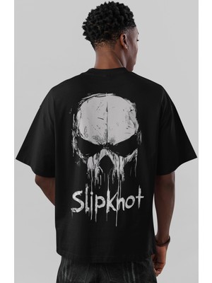 Sevbano Slipknot Rock Metal Müzik Grubu Sırt Baskılı Unisex Oversize Tişört