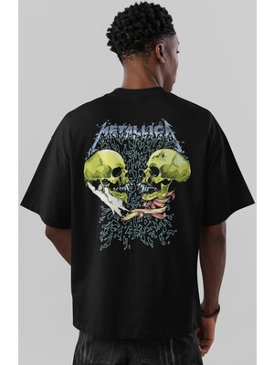 Sevbano Metallica Rock Metal Müzik Grubu Sırt Baskılı Unisex Oversize Tişört