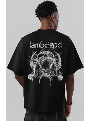 Sevbano Lamb Of God Rock Metal Müzik Grubu Sırt Baskılı Unisex Oversize Tişört