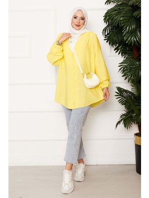 SVS Önden Düğmeli Kimono Gömlek Sarı