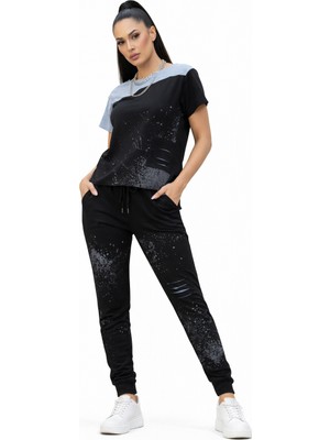 Justas Kadın Siyah Eşofman Takımı – Günlük Şık Spor Kombin