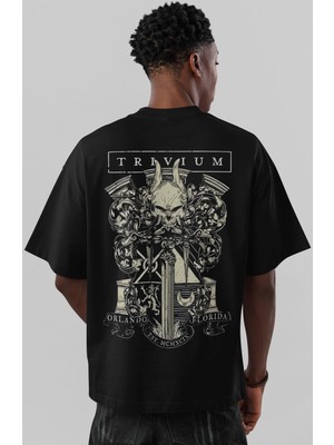 Sevbano Trivium Rock Metal Müzik Grubu Sırt Baskılı Unisex Oversize Tişört