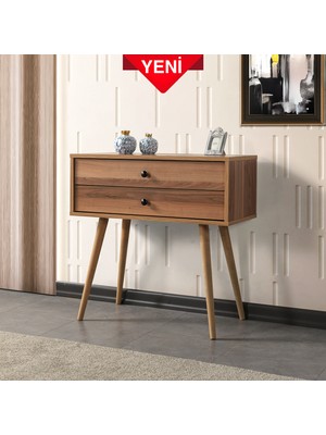 EVMO Home Vita 5205 ( AHŞAP AYAKLI ) Şifonyer , 2 Çekmeceli , Dresuar , Antre , Salon , Söğüt