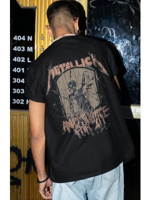 Sevbano Metallica Rock Metal Müzik Grubu Sırt Baskılı Unisex Oversize Tişört