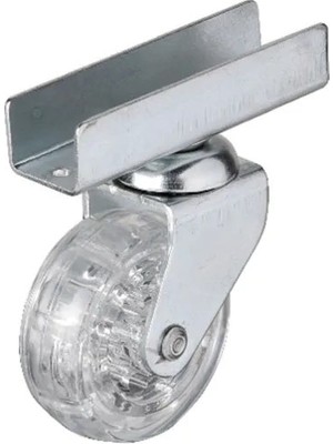 TeknoKapsül 327 - 50X20 mm Şeffaf Makaralı Uzun U Tablalı Teker 4 Adet