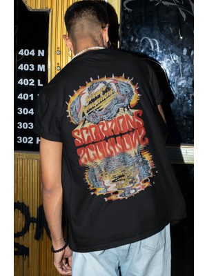 Sevbano Scorpions Rock Metal Müzik Grubu Sırt Baskılı Unisex Oversize Tişört