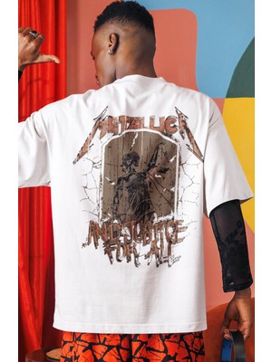Sevbano Metallica Rock Metal Müzik Grubu Sırt Baskılı Unisex Oversize Tişört