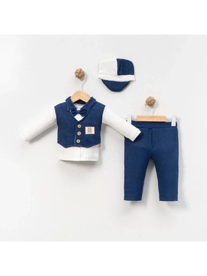 TeknoKapsül 6-9-12-18 Ay Yelek Detaylı Kasketli Uzun Kollu Mevsimlik 3 Lü Erkek Takımı