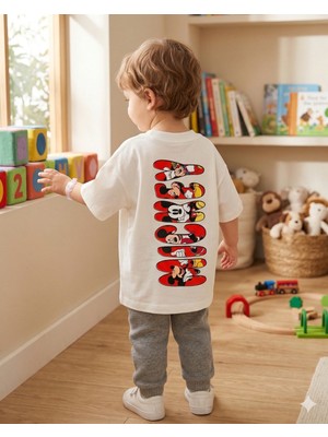 Babytex Unisex Bisiklet Yaka Yazı Içinde Karakter Baskılı %100 Pamuklu Oversize Tişört Bebek - Çocuk