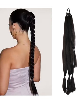 TeknoKapsül Üçlü Örgü Tokalı At Kuyruğu / Koyu Kestane