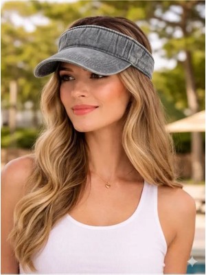 Ekstore Eskitme Vintage %100 Pamuklu Tenisçi Vizör Şapka