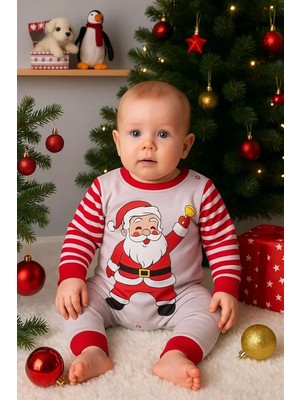 TeknoKapsül Noel Baba Detaylı Bebek Tulum % 100 Pamuk