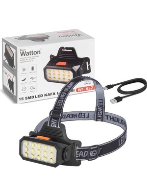 TeknoKapsül 15 Ledli Sarı / Beyaz Şarjlı Kafa Lambası WT-652