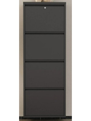 Alevra Kilitli 4 Kapaklı Metal Ayakkabılık Antrasit