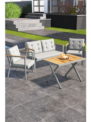Asaella Mobilya Sierra 2+1+1 Metal Iskeletli Suya Dayanıklı Bahçe Balkon Mobilya Takımı Cafe, Salon Koltuk Takımı