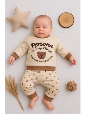 TeknoKapsül Persona Bear Nakışlı % 100 Pamuk 2'li Erkek Bebek Takım