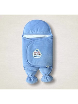 TeknoKapsül Yenidoğan Araba Nakışlı Fitilli Kadife Ayaklı Erkek Bebek Kundak Mi