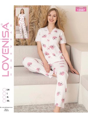 Lovenisa 12087 Kadın Kaşkorse Düğmeli Pijama Takımı