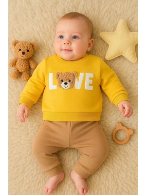 TeknoKapsül Bear Love Nakışlı % 100 Pamuklu 2'li Erkek Takım