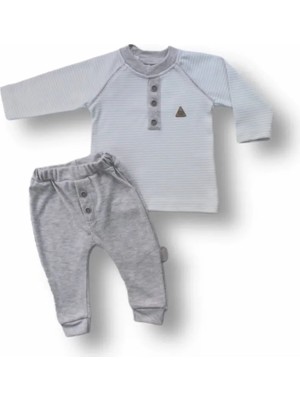 TeknoKapsül 3-6 6-9 9-12 Ay Melanjlı Uzun Kollu Sweatli 2li Erkek Bebek Takımı Mi