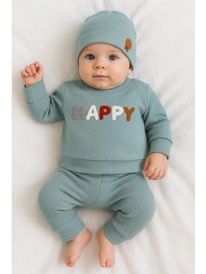 TeknoKapsül Happy Nakışlı 2'li Pamuklu Erkek Bebek Takım