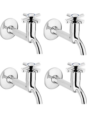 TeknoKapsül 4lü Artı Aç Kapa 4 Kollu Krom Çevirveli Musluk Duvardan Tek Girişli