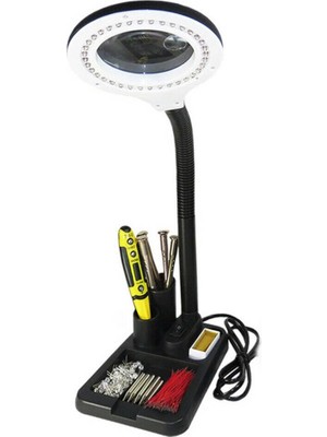 TeknoKapsül -Esnek 5x /10X,40 LED Işıklı Büyüteç ,lamba Büyüteç Okuma, Çalışma Lehim Masa Lambası A808