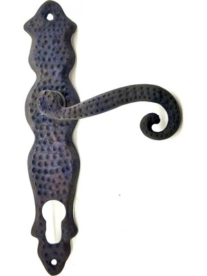 TeknoKapsül Antika Tarz Dekoratif Pirinç Kıvrık Yale Kapı Kolu - 210X43 Mm, Oksit