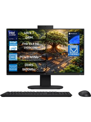 Asus V440VAK Intel® Core™ 7 240H 5.2ghz 48GB Ddr5 2tb SSD 23.8" Fhd 100HZ 250NITS Srgb: %100 WIN11PRO Siyah Allınone Bilgisayar V440VAKC716512B0DGNS11