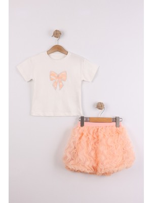 Joy Kids Kız Çocuk Balon Etekli Premium Takım (2-5yaş) (Beyaz-Oranj)