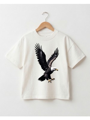 Babytex Bisiklet Yaka Kartal Baskılı %100 Pamuklu Oversize Tişört Bebek - Çocuk