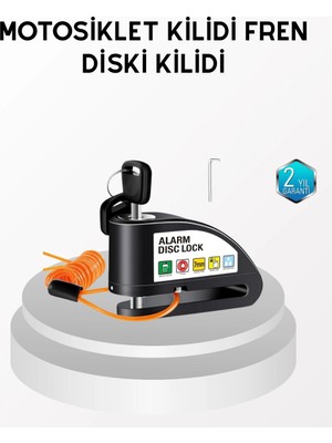 TeknoKapsül Anti Hırsızlık 110 Db Alarm Disk Fren Kilidi Suya Dayanıklı Çelik Güvenlik Kilidi