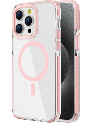 The Gencoo Apple iPhone 15 Pro Max Kılıf Magsafe Şarj Özellikli Airbagli Takılabilir Askı Aparatlı Tgco Nana Kapak-Pembe