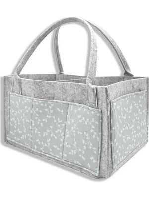 TeknoKapsül Keçe Anne Bebek Bakım Çantası 772 Yeşil Çiçek