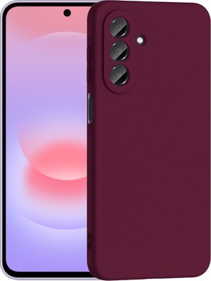 Kzy Samsung Galaxy A37 ile Uyumlu Kapak Kamera Korumalı Içi Kadife Lansman Silikon Kılıf - Mürdüm