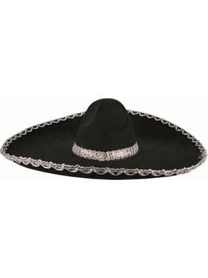 TeknoKapsül Sombrero Meksika Şapkası Mariachi Gümüş Şeritli Yetişkin Boy